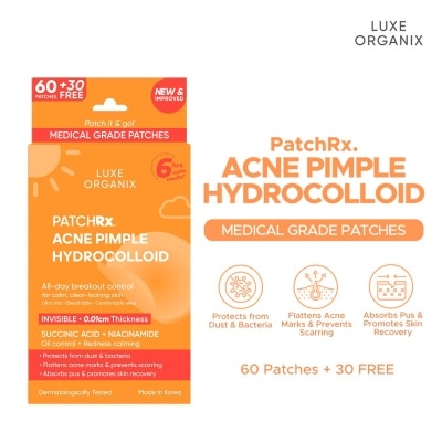 LUXE ORGANIX LUXE ORGANIX PatchRx All Day Acne Pimple Hydrocolloid Patch 90s image