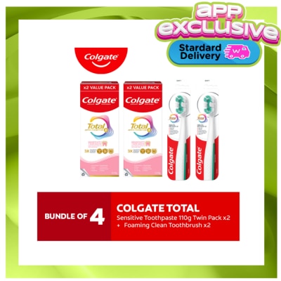 COLGATE Colgate Total Foaming Clean Toothbrush 2s + Total Sensitive Gum Toothpaste 110g x 4s image