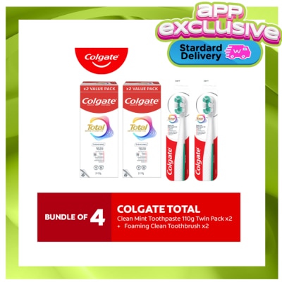 COLGATE Colgate Total Foaming Clean Toothbrush 2s + Total Clean Mint Toothpaste 110g x 4s image