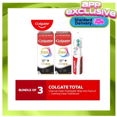COLGATE Colgate Total Foaming Clean Toothbrush + Total Charcoal Deep Clean Toothpaste 110g x 4s image