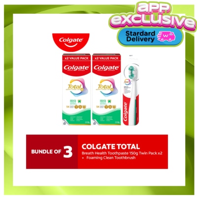 COLGATE - Colgate Total Foaming Clean Toothbrush + Total Breath Health Toothpaste 110g x 4s image