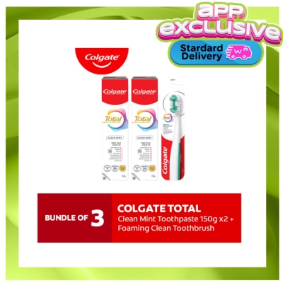 COLGATE Colgate Total Foaming Clean Toothbrush + Total Clean Mint Toothpaste 150g x 2s image