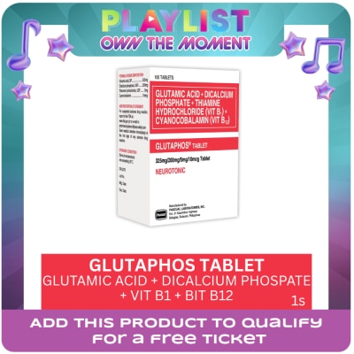 GLUTAPHOS - Dicalcium phosphate 200 mg; Glutamic acid 325 mg; Thiamine HCl 5 mg; Vitamin B12 10 mcg 1 Tablet