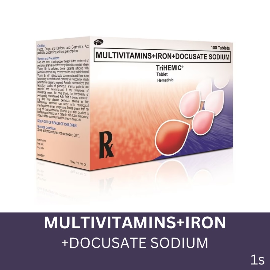 Multivitamins; Iron; Docusate sodium 1 Tablet