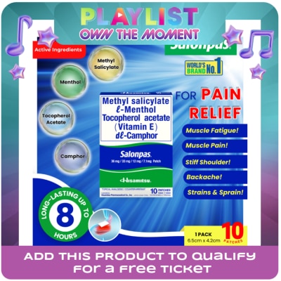 SALONPAS - SALONPAS Methylsalicylate 105mg Menthol 31.5mg Medicated Patch 10s