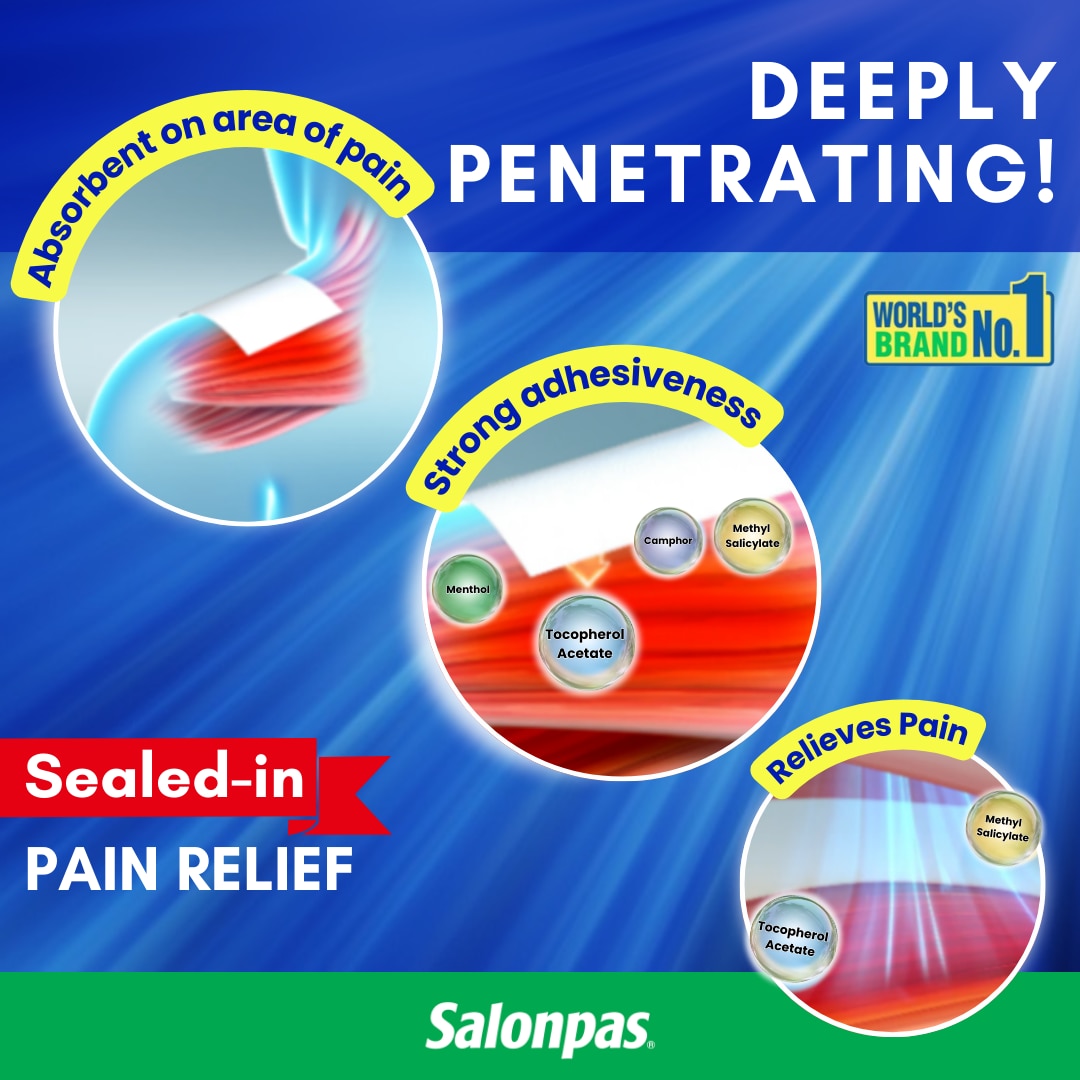 SALONPAS Methylsalicylate 105mg Menthol 31.5mg Medicated Patch 10s