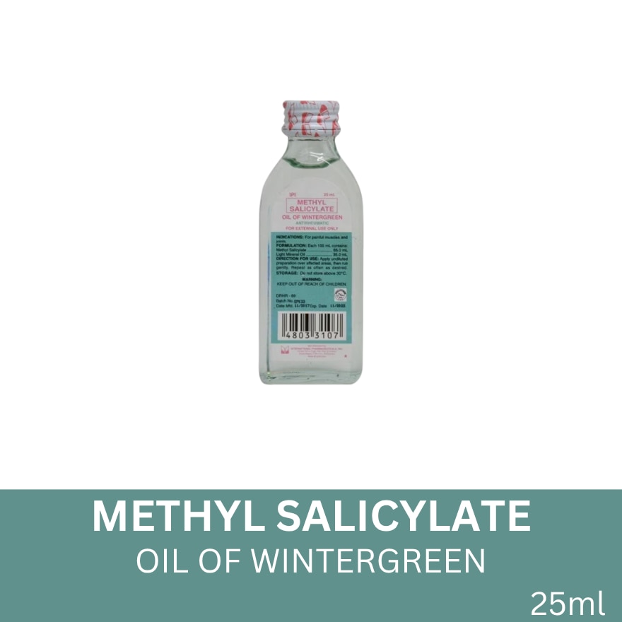 Oil of Wintergreen Methyl salicylate + Light Mineral Oil 25mL