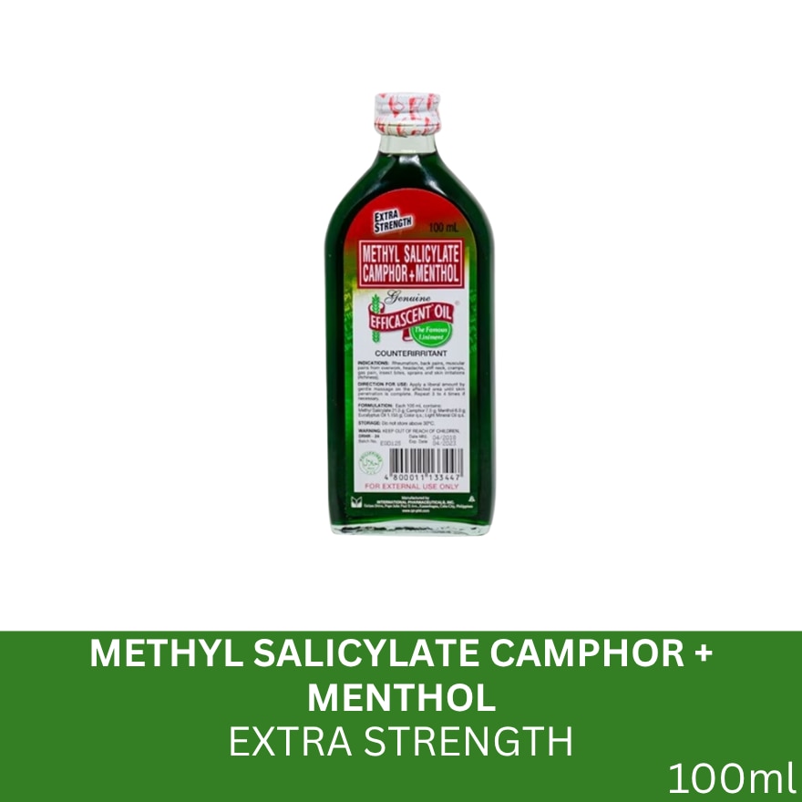 Methyl Salicylate + Camphor + Menthol + Eucalyptus Oil + Mineral Oil  Extra Strength 100mL
