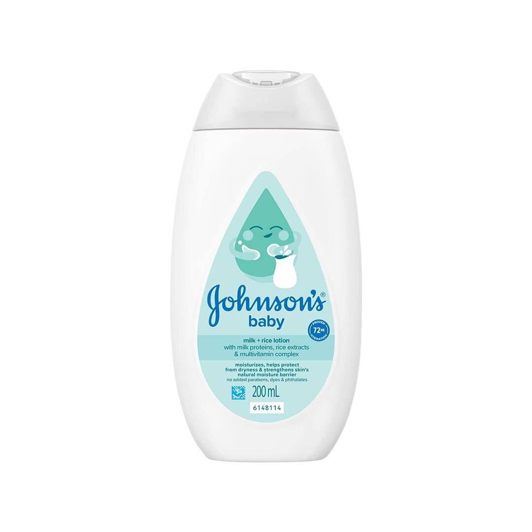 Johnson's Milk+Rice Baby Lotion 200ml-Lotion for Baby,Baby Essentials,Baby Body Lotion,Milk Lotion