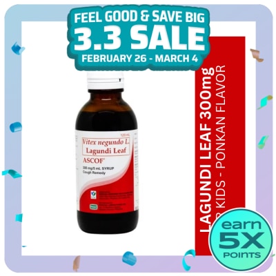 ASCOF Lagundi for Kids 300mg/5mL Ponkan-Flavored Syrup 120mL
