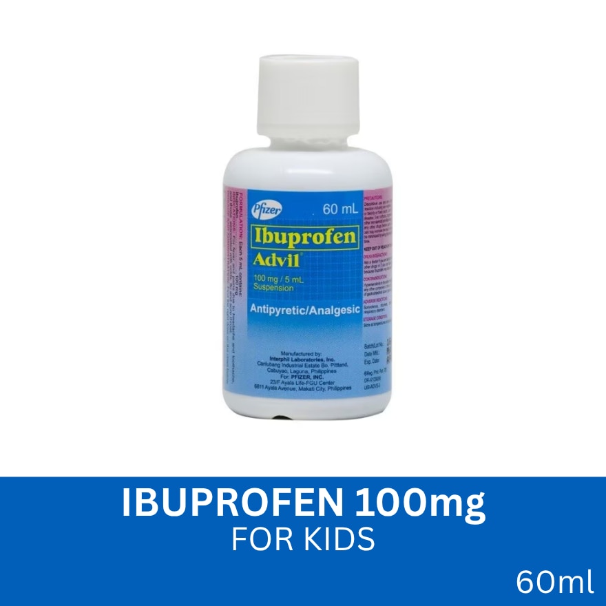 Advil Ibuprofen 100 mg/5 mL Suspension for Kids 60mL