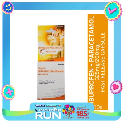 ALAXAN Paracetamol Ibuprofen 325 mg/200 mg Fast Release Capsule x 10 Capsules/Pack
