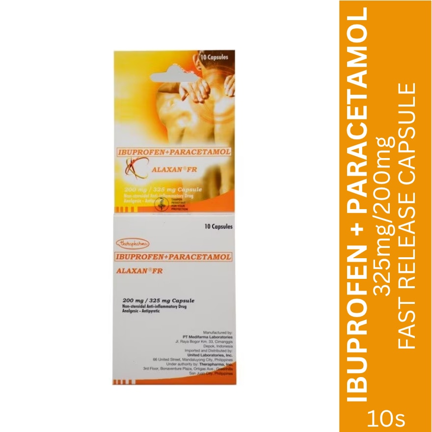 Paracetamol Ibuprofen 325 mg/200 mg Fast Release Capsule x 10 Capsules/Pack