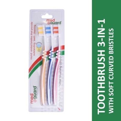 MED GUARD Toothbrush 3-in-1 with Soft Curved Bristles 3s