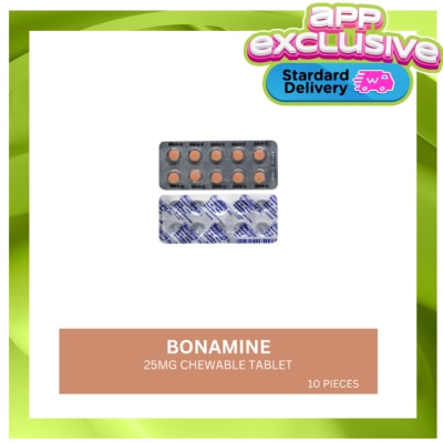 BONAMINE - BONAMINE 25MG CHEWABLE TABLET 10 PIECES image
