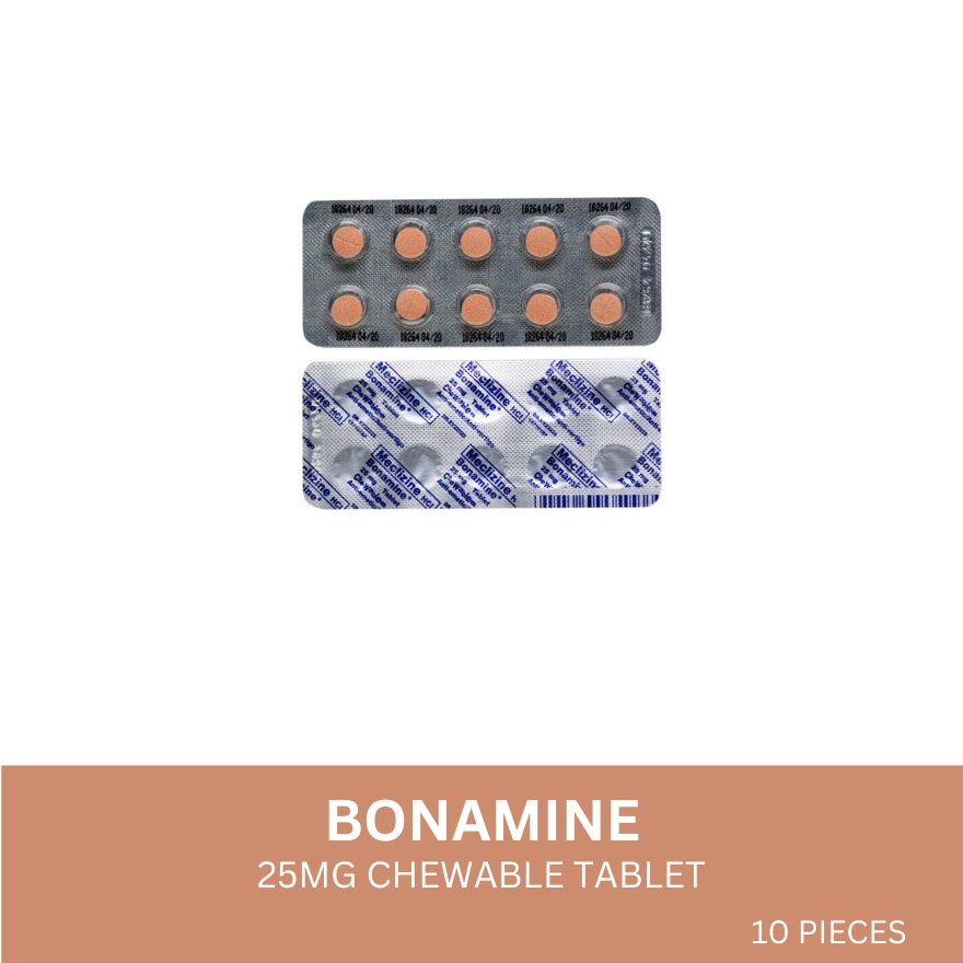 BONAMINE 25MG CHEWABLE TABLET 10 PIECES