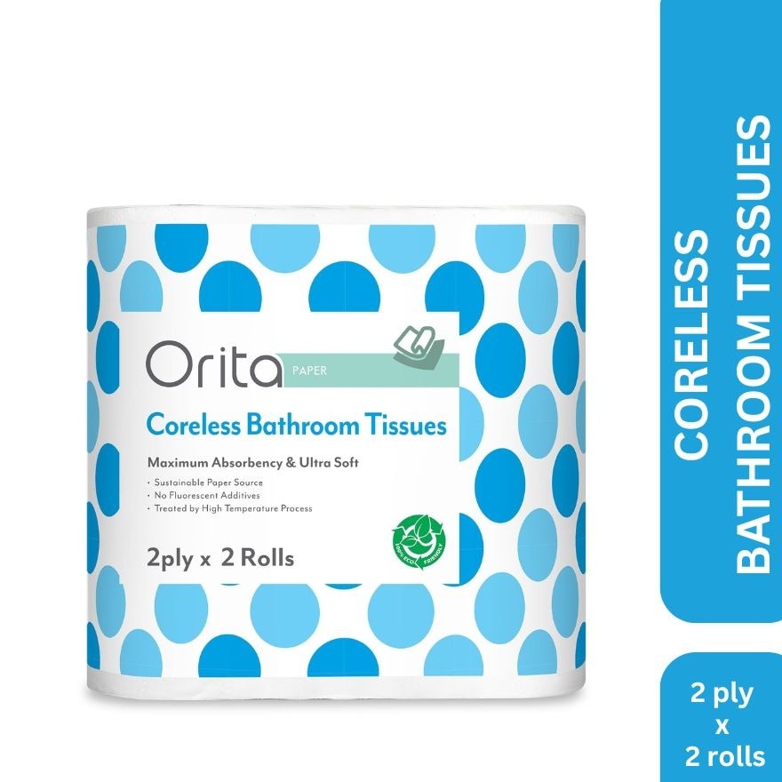 Coreless Bathroom Tissue 2 Ply 2 Rolls