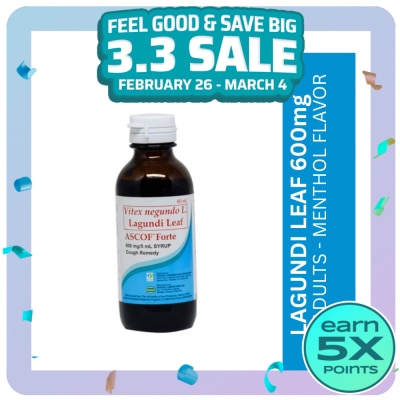 ASCOF Lagundi for Adults 600mg/5mL Menthol-Flavored Syrup 60mL