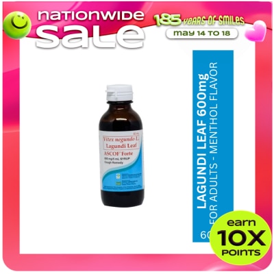 ASCOF - Lagundi for Adults 600mg/5mL Menthol-Flavored Syrup 60mL