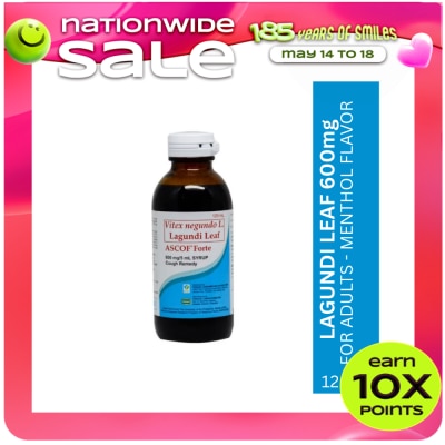 ASCOF - Lagundi for Adults 600mg/5mL Menthol-Flavored Syrup 120mL