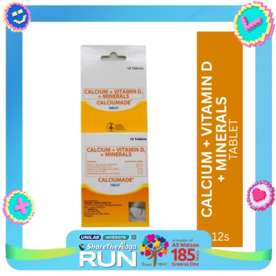 CALCIUMADE Calcium + Vitamin D3 + Minerals 12 Tablets