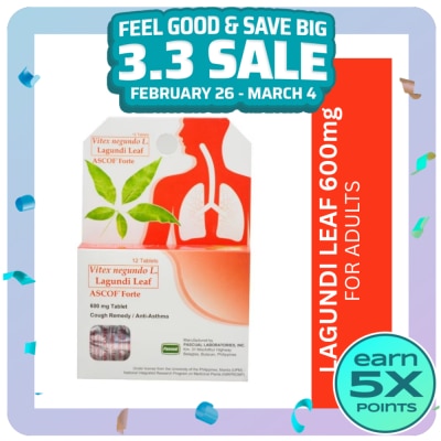 ASCOF Lagundi for Adults 600 mg Tablet x12Tablets/Pack