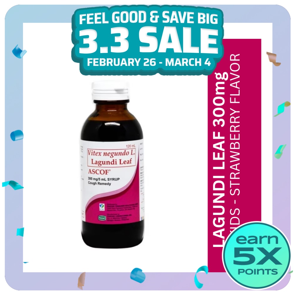 Lagundi for Kids 300mg/5mL Strawberry-Flavored Syrup 120mL