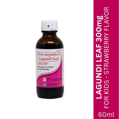 ASCOF Lagundi for Kids 300mg/5mL Strawberry-Flavored Syrup 60mL