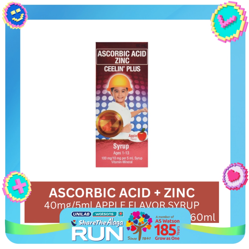 Ascorbic Acid Zinc 100 mg/10 mg/5 mL Syrup 60 mL