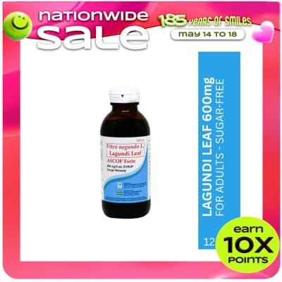ASCOF - Lagundi for Adults 600mg/5mL Sugar-Free Syrup 120mL Bottle