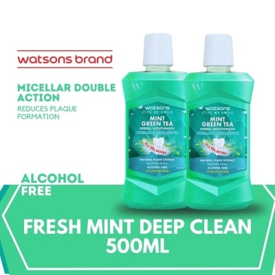 WATSONS Mint Green Tea Herbal Mouthwash 500ml