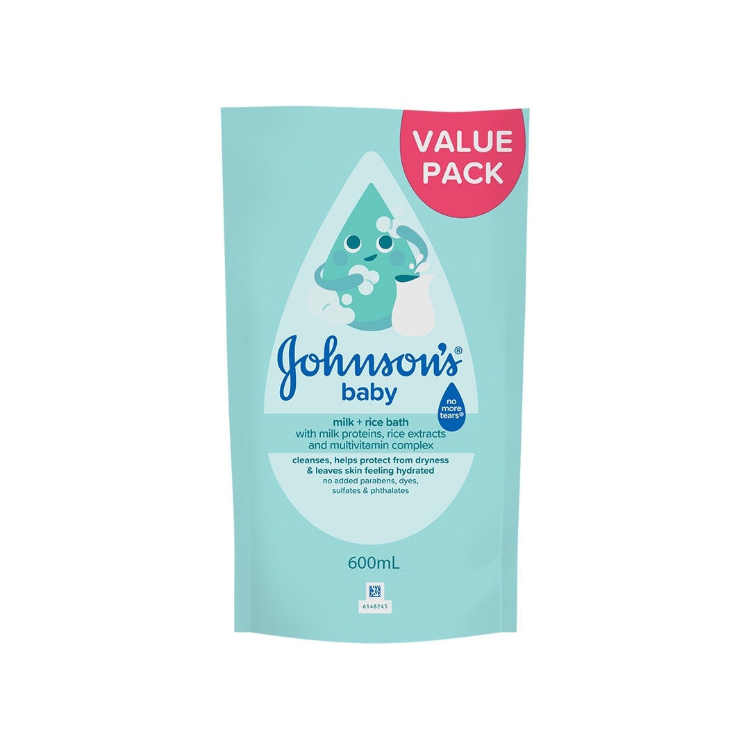 Johnson's Milk + Rice Baby Bath 600ml Refill-Baby Essentials,Baby Care,Baby Wash,Body Wash For Baby