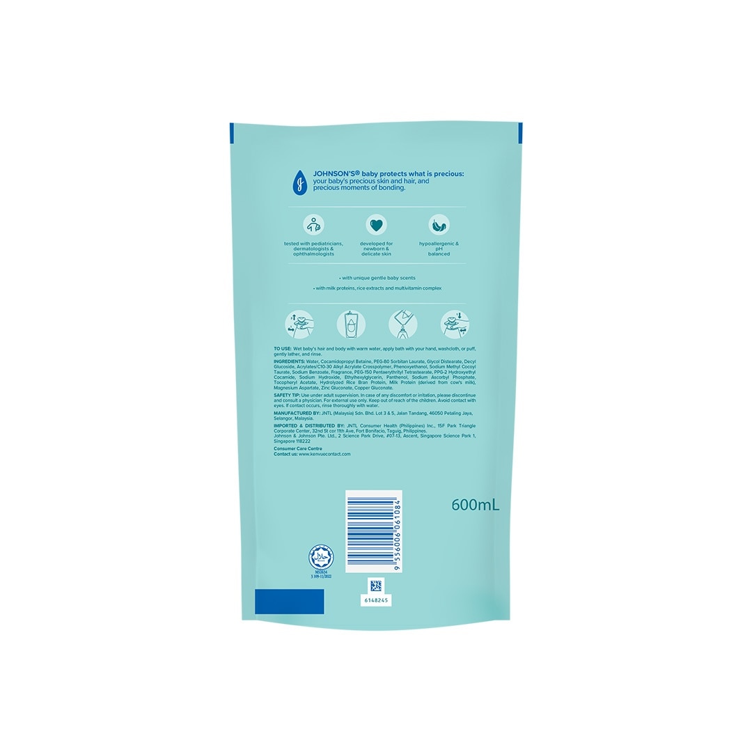 Johnson's Milk + Rice Baby Bath 600ml Refill-Baby Essentials,Baby Care,Baby Wash,Body Wash For Baby