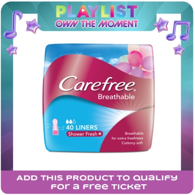 CAREFREE - Carefree Breathable Panty Liners Flats 40s - Feminine Care, Odor Control, Absorb Discharge