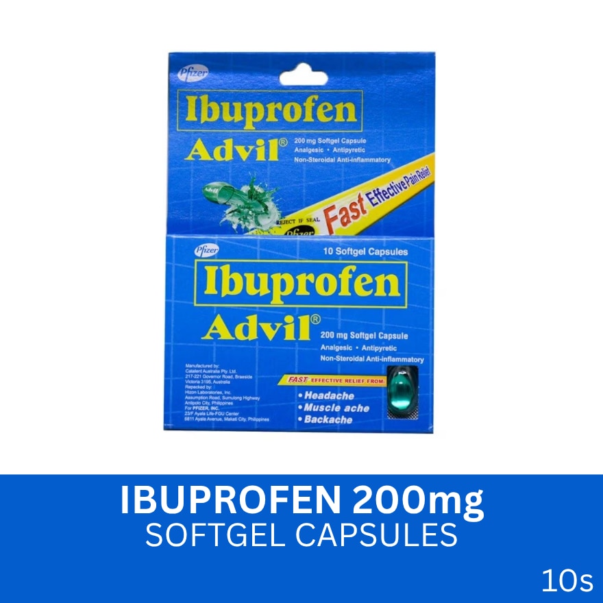 Advil Ibuprofen 200mg 10 Softgel Capsules