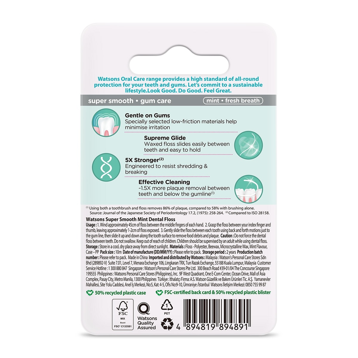 Dental Floss Anti-Bacterial Agent Fluoride Green Tea 10m
