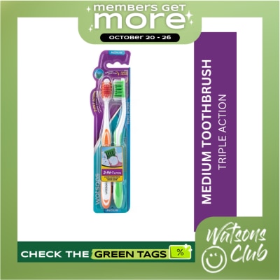 WATSONS Triple Action Toothbrush (Medium) 2 Pcs image