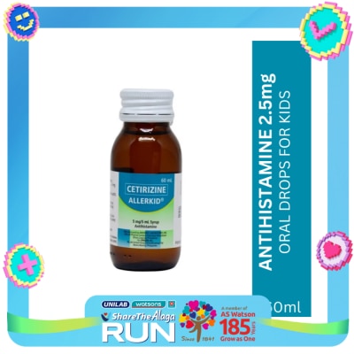 ALLERKID Cetirizine hydrochloride 5mg/5mL Syrup 60mL