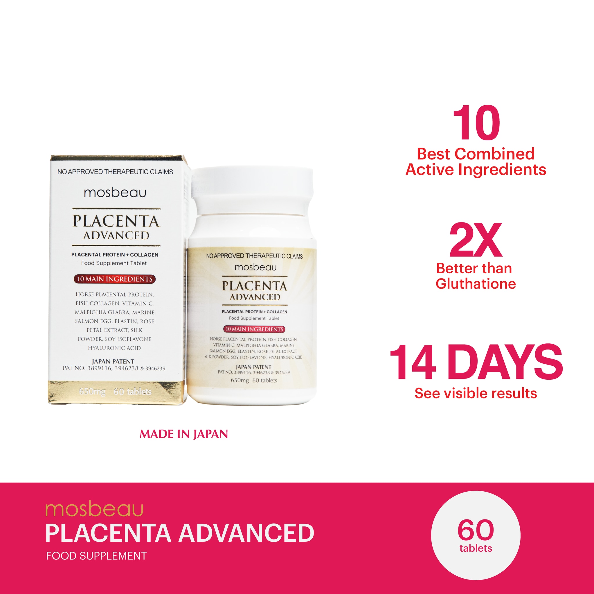 mosbeau glutathione review MOSBEAU, Placenta White Advanced Tablet - 650mg X60 Bottle