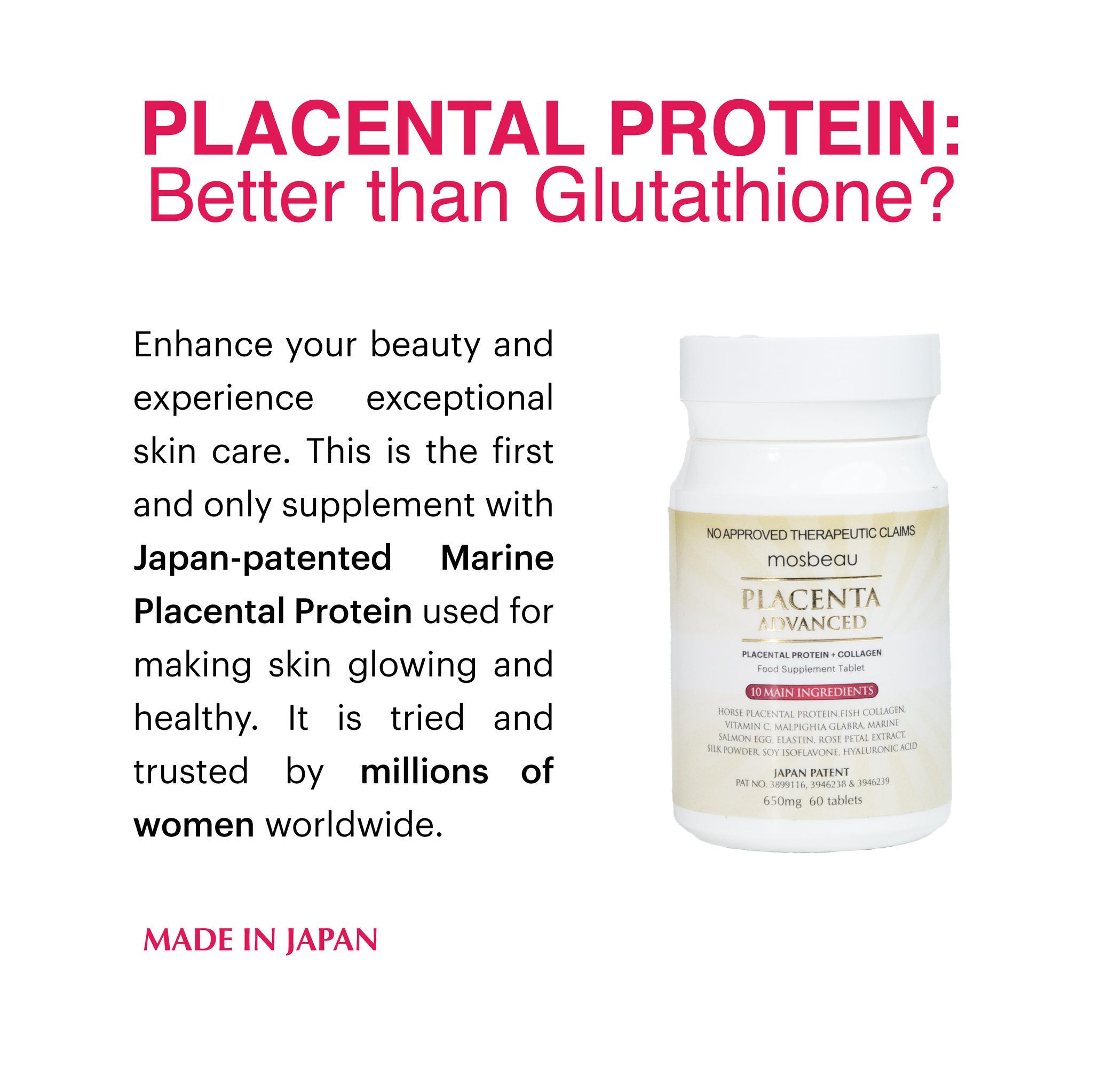 Placenta White Advanced Tablet - 650mg X60 Bottle