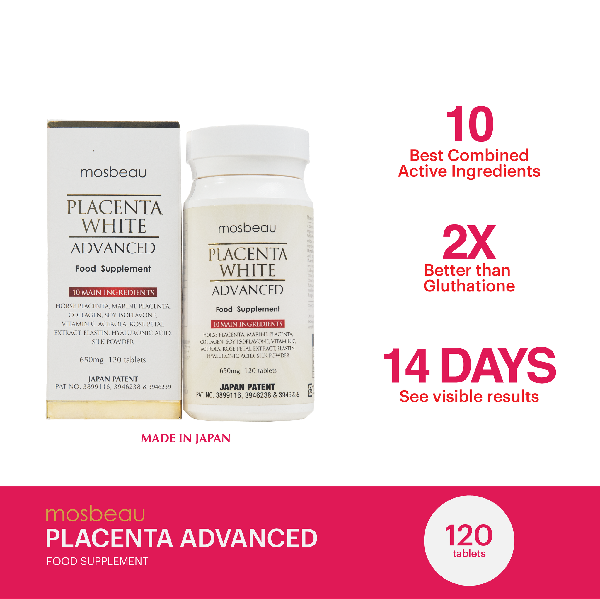 MOSBEAU Placenta White Advanced Tablet 650mg x120 Tablets