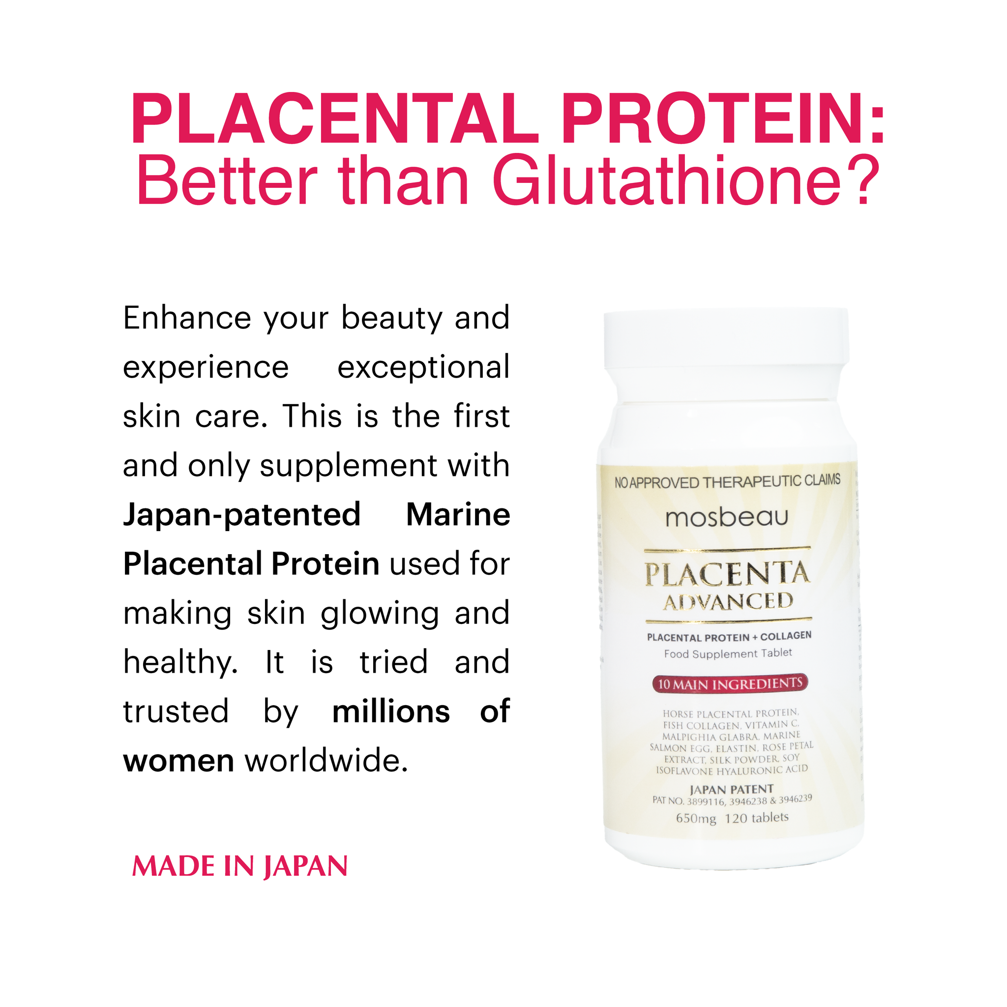MOSBEAU Placenta White Advanced Tablet 650mg x120 Tablets