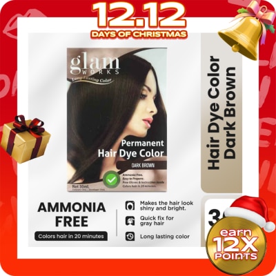 GLAMWORKS Permanent Hair Dye Color Dark Brown 30ml