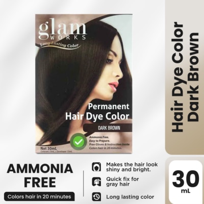GLAMWORKS - Permanent Hair Dye Color Dark Brown 30ml