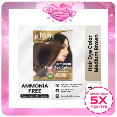 GLAMWORKS - Permanent Hair Dye Color Medium Brown 30mL