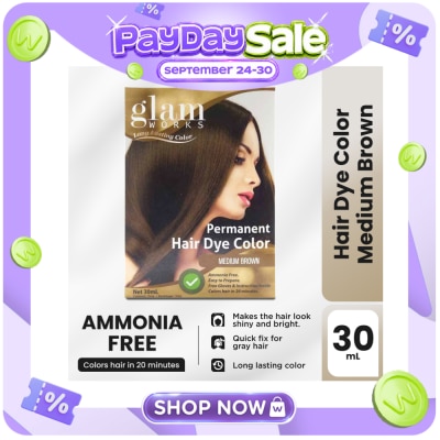 GLAMWORKS Permanent Hair Dye Color Medium Brown 30mL image