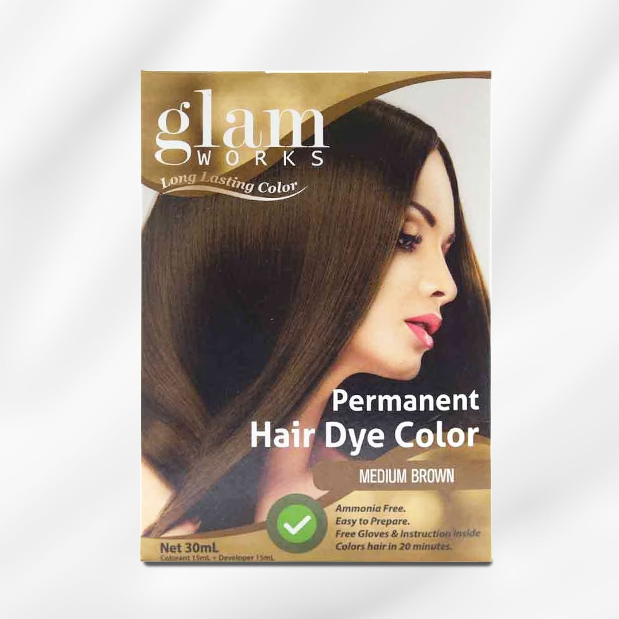 Permanent Hair Dye Color Medium Brown 30mL