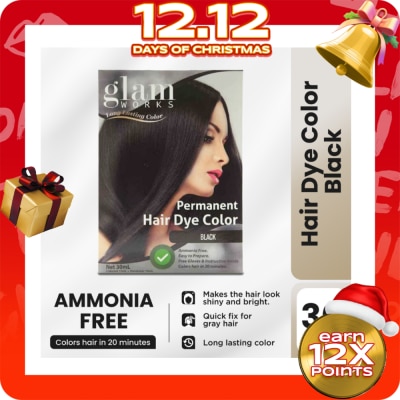 GLAMWORKS Permanent Hair Dye Color Black 30mL