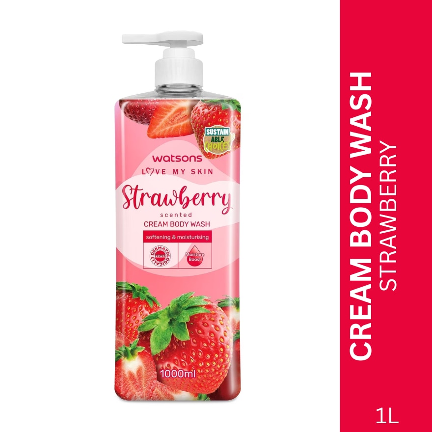 Strawberry Scented Cream Body Wash 1L