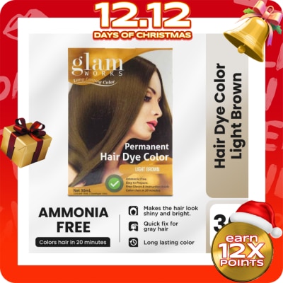 GLAMWORKS Permanent Hair Dye Color Light Brown 30mL